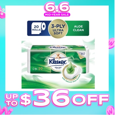 KLEENEX - KLEENEX Ultra Soft Aloe Clean Toilet Paper Rolls 20s