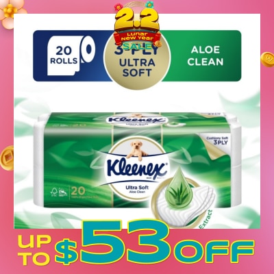 KLEENEX KLEENEX Ultra Soft Aloe Clean Toilet Paper Rolls 20s