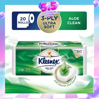 KLEENEX - KLEENEX Ultra Soft Aloe Clean Toilet Paper Rolls 20s