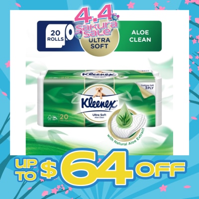 KLEENEX - KLEENEX Ultra Soft Aloe Clean Toilet Paper Rolls 20s