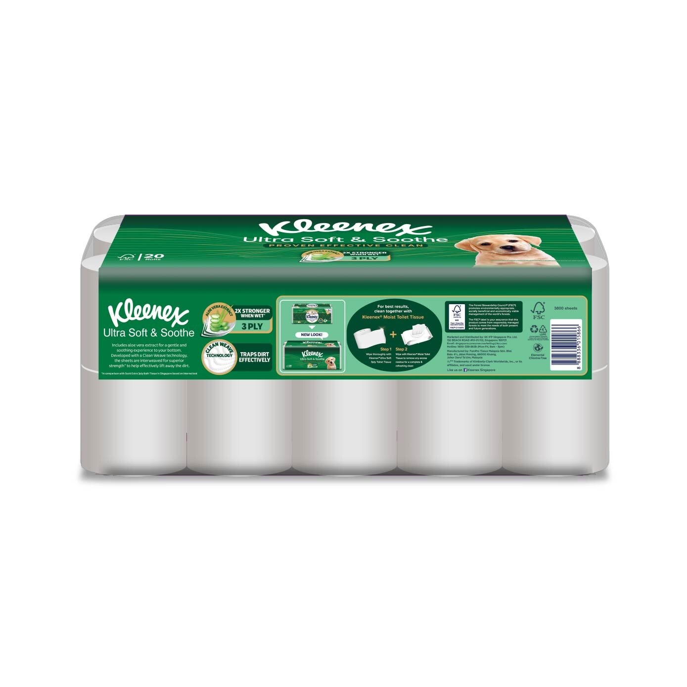 KLEENEX Ultra Soft Aloe Clean Toilet Paper Rolls 20s image