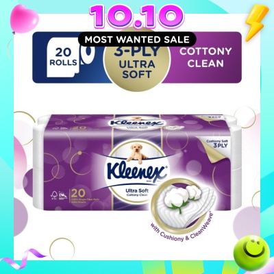 KLEENEX KLEENEX Ultra Soft Toilet Tissue Paper Cottony Clean 20 Rolls image