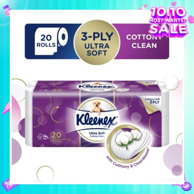 KLEENEX KLEENEX Ultra Soft Toilet Tissue Paper Cottony Clean 20 Rolls