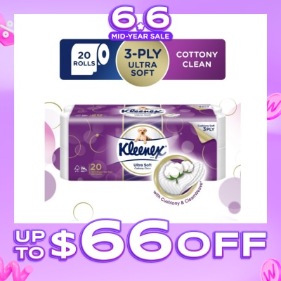 KLEENEX - KLEENEX Ultra Soft Toilet Tissue Paper Cottony Clean 20 Rolls
