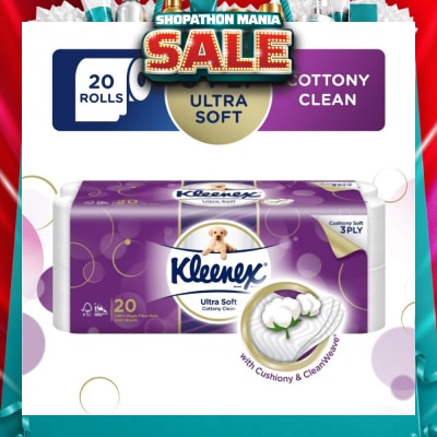 KLEENEX - KLEENEX Ultra Soft Toilet Tissue Paper Cottony Clean 20 Rolls