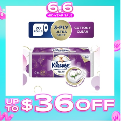 KLEENEX - KLEENEX Ultra Soft Toilet Tissue Paper Cottony Clean 20 Rolls
