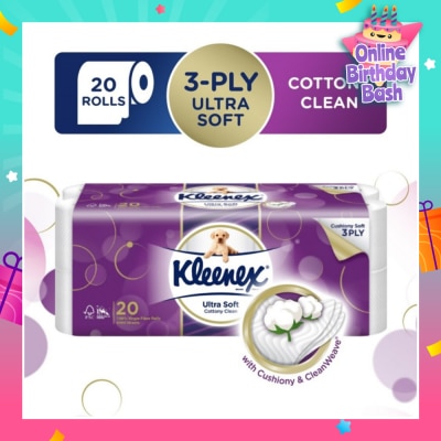KLEENEX KLEENEX Ultra Soft Toilet Tissue Paper Cottony Clean 20 Rolls