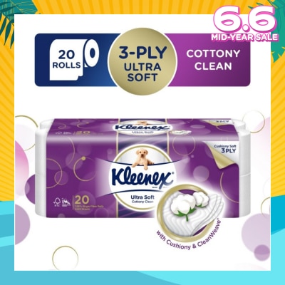 KLEENEX KLEENEX Ultra Soft Toilet Tissue Paper Cottony Clean 20 Rolls