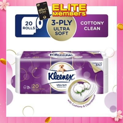 KLEENEX KLEENEX Ultra Soft Toilet Tissue Paper Cottony Clean 20 Rolls
