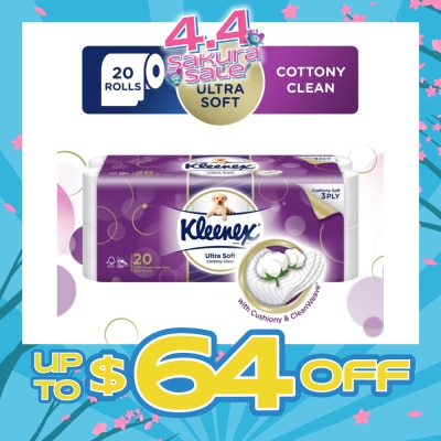 KLEENEX - KLEENEX Ultra Soft Toilet Tissue Paper Cottony Clean 20 Rolls