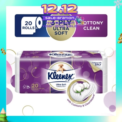 KLEENEX KLEENEX Ultra Soft Toilet Tissue Paper Cottony Clean 20 Rolls