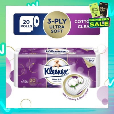 KLEENEX KLEENEX Ultra Soft Toilet Tissue Paper Cottony Clean 20 Rolls