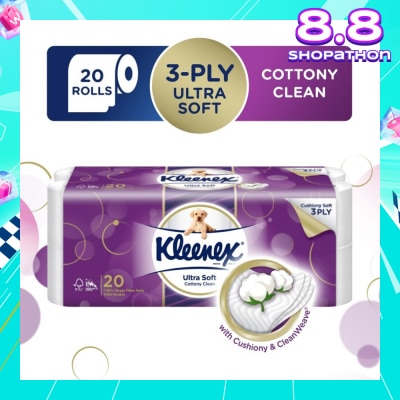 KLEENEX KLEENEX Ultra Soft Toilet Tissue Paper Cottony Clean 20 Rolls