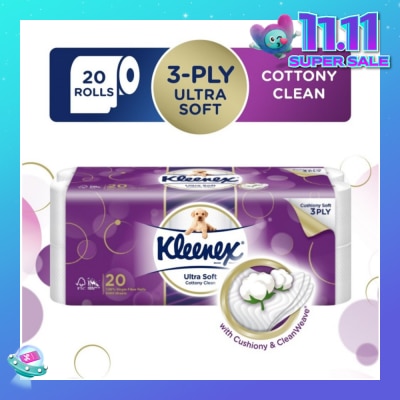 KLEENEX KLEENEX Ultra Soft Toilet Tissue Paper Cottony Clean 20 Rolls