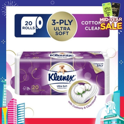 KLEENEX KLEENEX Ultra Soft Toilet Tissue Paper Cottony Clean 20 Rolls