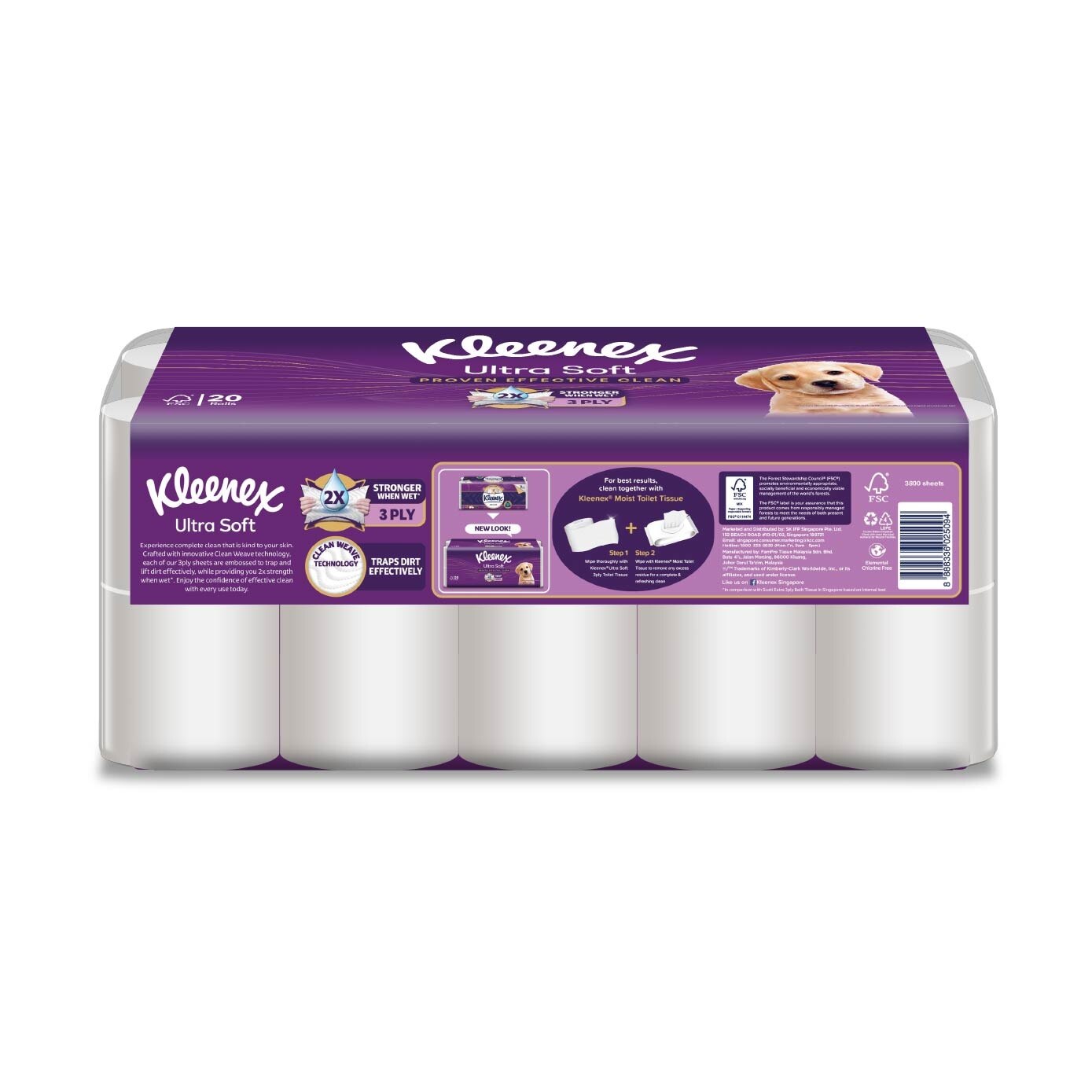 KLEENEX Ultra Soft Toilet Tissue Paper Cottony Clean 20 Rolls<BR> image