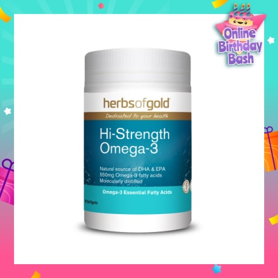 HERBS OF GOLD Hi-Strength Omega-3 Fish Oil Softgel (To Support Healthy Heart, Brain, Joint & Vision) 90s