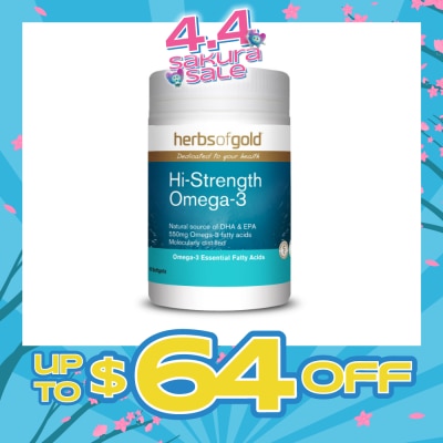 HERBS OF GOLD - Hi-Strength Omega-3 Fish Oil Softgel (To Support Healthy Heart, Brain, Joint & Vision) 90s