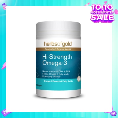 HERBS OF GOLD Hi-Strength Omega-3 Fish Oil Softgel (To Support Healthy Heart, Brain, Joint & Vision) 90s