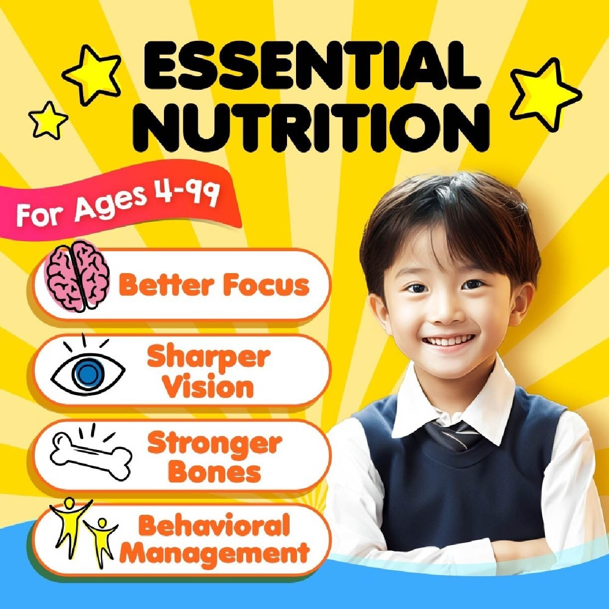 I Love My Kids DHA76 Brain & Bones Dietary Supplement Burstlets (Omega 3 DHA Fish Oil + Vitamin D3 for Smarter Learning, Better Focus & Behaviour) 135s