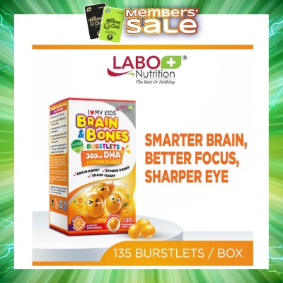 LABO NUTRITION - I Love My Kids DHA76 Brain & Bones Dietary Supplement Burstlets (Omega 3 DHA Fish Oil + Vitamin D3 for Smarter Learning, Better Focus & Behaviour) 135s