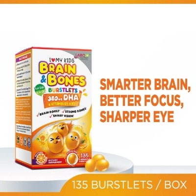 LABO NUTRITION I Love My Kids DHA76 Brain & Bones Dietary Supplement Burstlets (Omega 3 DHA Fish Oil + Vitamin D3 for Smarter Learning, Better Focus & Behaviour) 135s