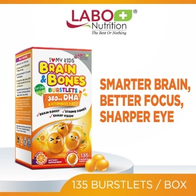 LABO NUTRITION I Love My Kids DHA76 Brain & Bones Dietary Supplement Burstlets (Omega 3 DHA Fish Oil + Vitamin D3 for Smarter Learning, Better Focus & Behaviour) 135s