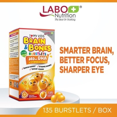 LABO NUTRITION - I Love My Kids DHA76 Brain & Bones With Omega 3 DHA Fish Oil + Vitamin D3 Dietary Supplement Burstlets (Smarter Learning, Better Focus & Behaviour) 135s image
