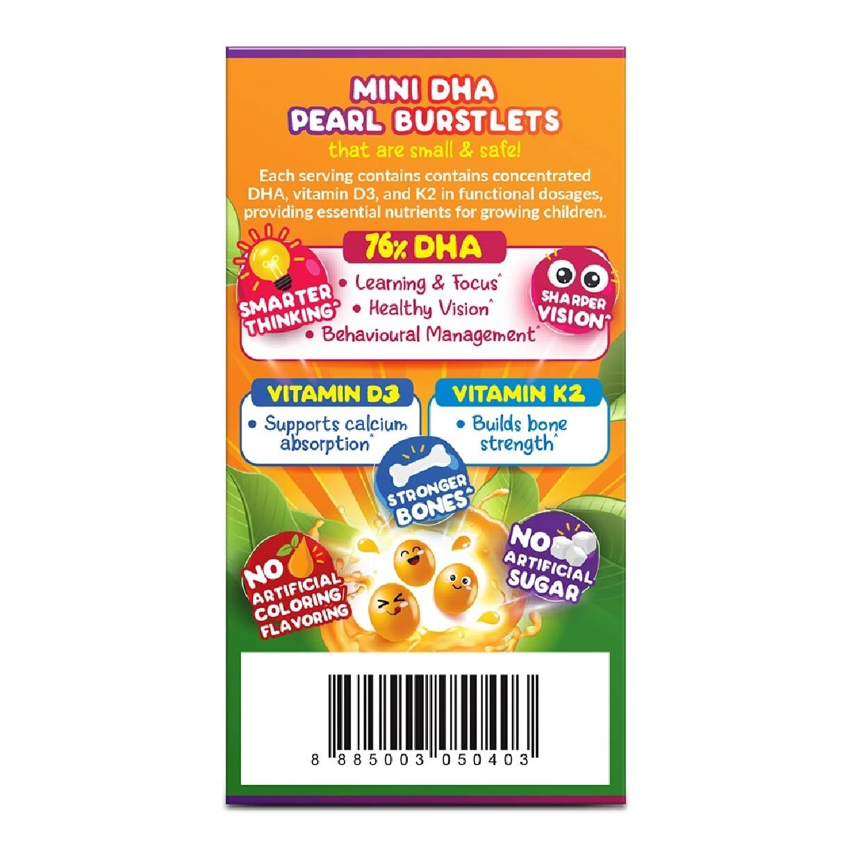 I Love My Kids DHA76 Brain & Bones Dietary Supplement Burstlets (Omega 3 DHA Fish Oil + Vitamin D3 for Smarter Learning, Better Focus & Behaviour) 135s