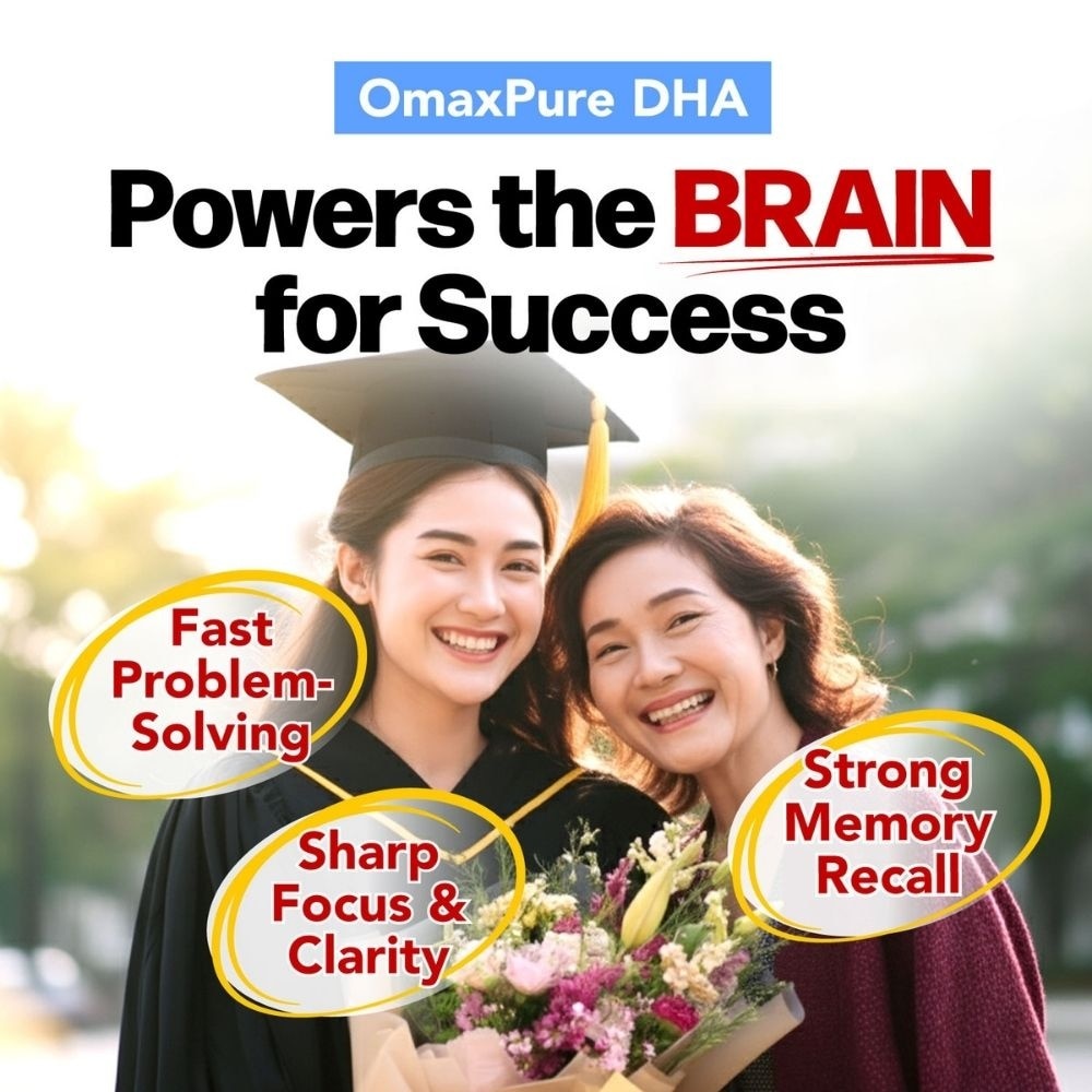 OmaxPure DHA Omega3 Fish Oil Softgels (Brain, Memory, Eye & Prenatal Support) 120s