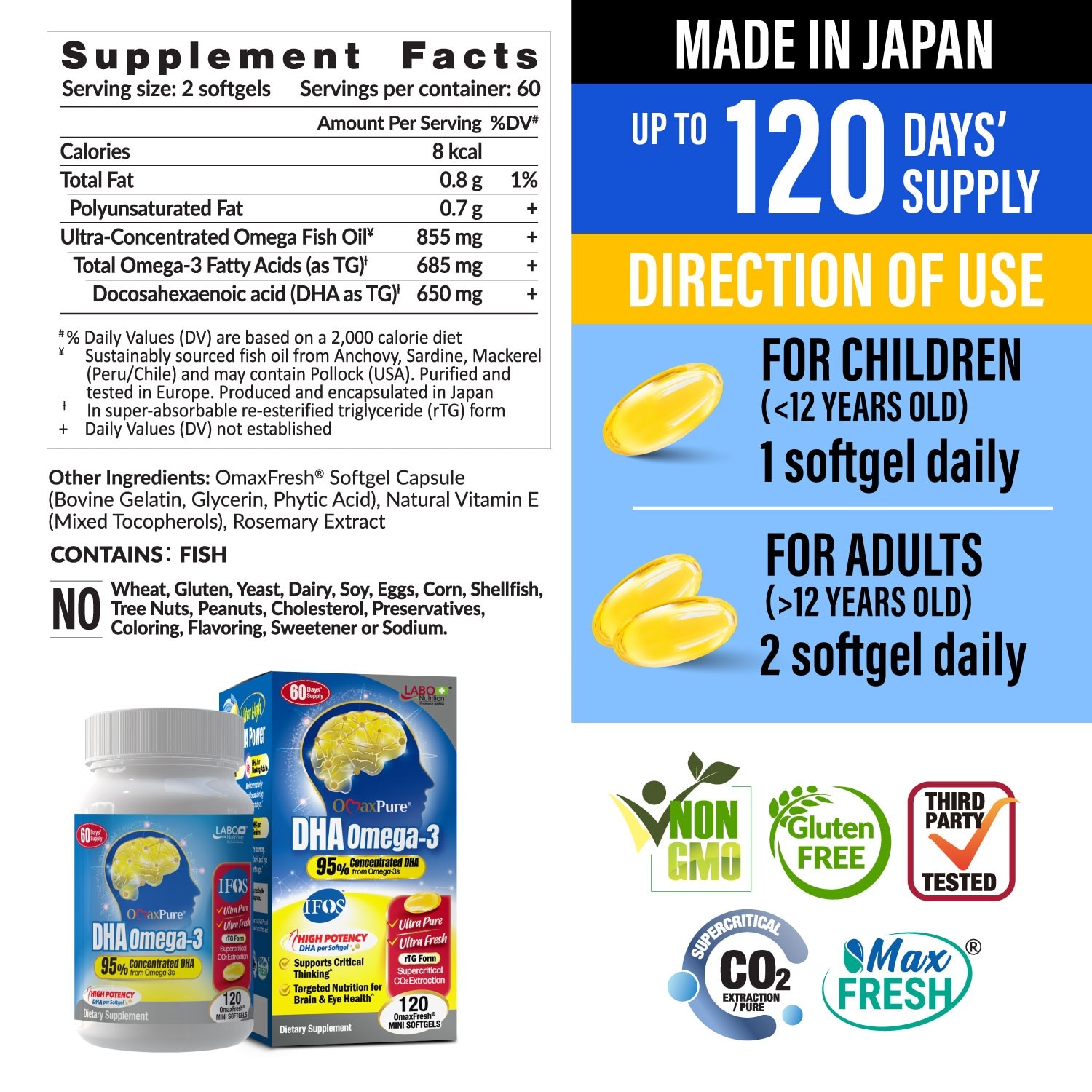 OmaxPure DHA Omega-3 Dietary Supplement Softgel 120s