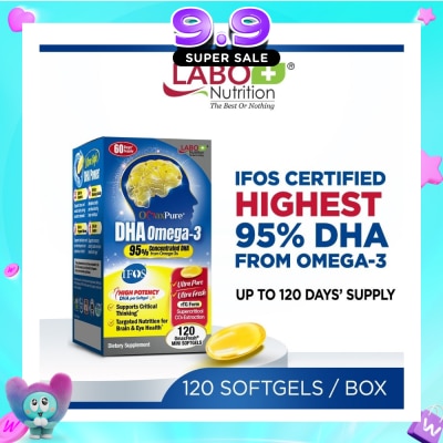 LABO NUTRITION - OmaxPure DHA Omega3 Fish Oil Softgels (Brain, Memory, Eye & Prenatal Support) 120s image