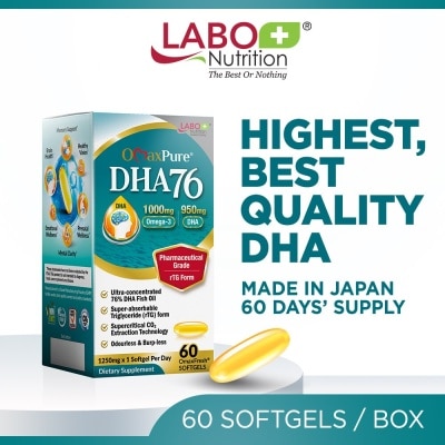 LABO NUTRITION Omaxpure Dha76 Dietary Supplement Softgel (Omega Fish Oil With 76% Dha For Memory Support, Brain Health, Healthy Vision And Prenatal Wellness) 60s