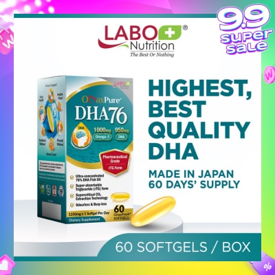 LABO NUTRITION Omaxpure Dha76 Dietary Supplement Softgel (Omega Fish Oil With 76% Dha For Memory Support, Brain Health, Healthy Vision And Prenatal Wellness) 60s