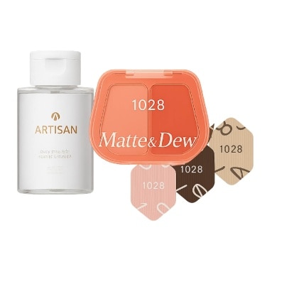 1028 - Soft Duo Blush + Mini Finger Puff + Brush & Sponge Cleaner Bundle Set 1s