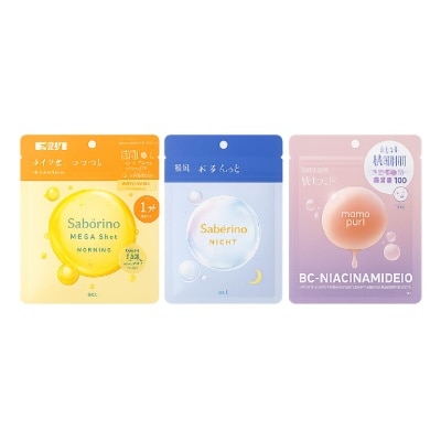 SABORINO - Mega Shot Morning & Night Sheet Mask + Moist Barrier Serum Mask Bundle Set 1s