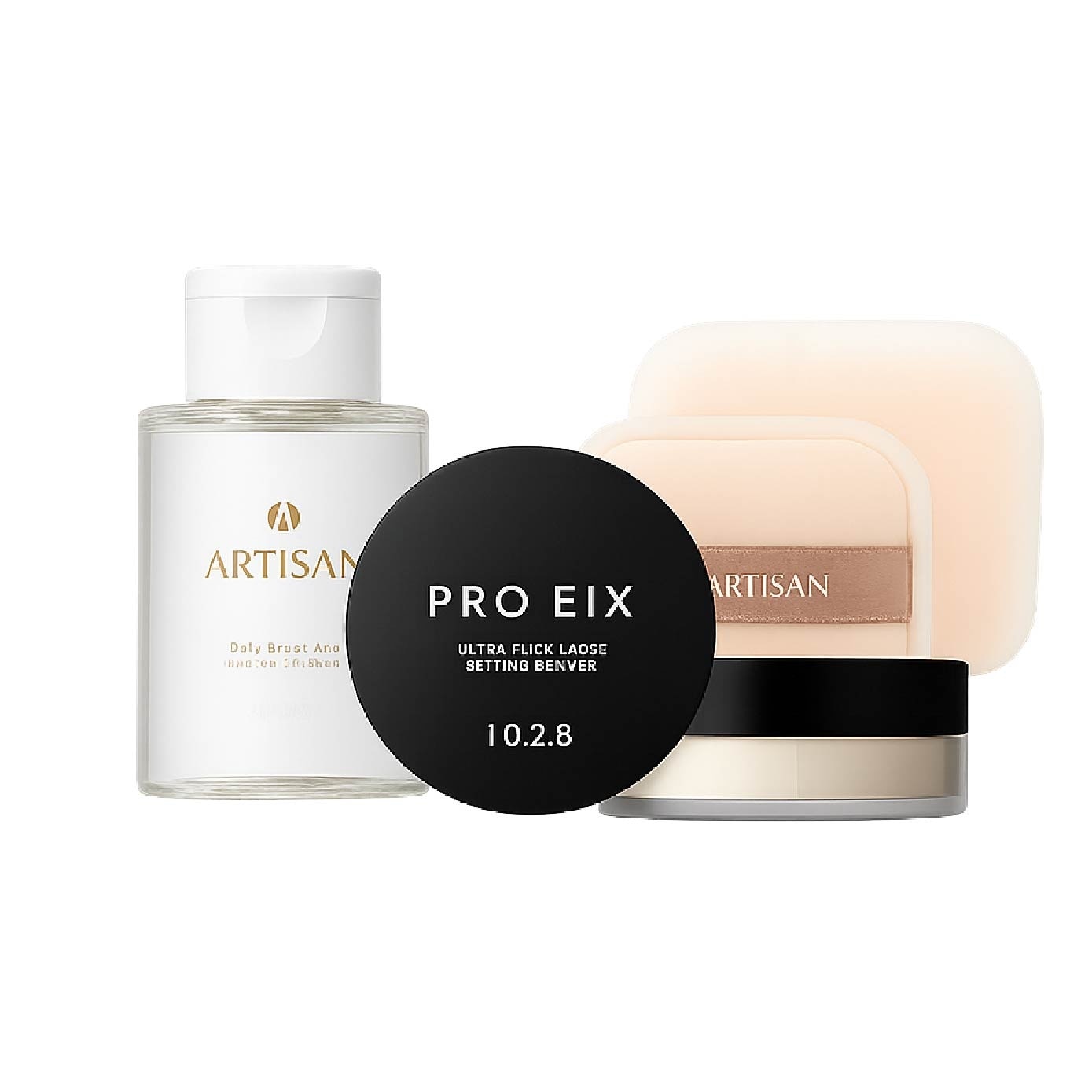 Pro Fix Loose Setting Powder + Puff + Brush & Sponge Cleaner Bundle Set 1s