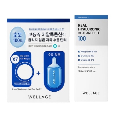 WELLAGE - Real Hyaluronic 1-Day Kit + Blue Ampoule Bundle Set 1s