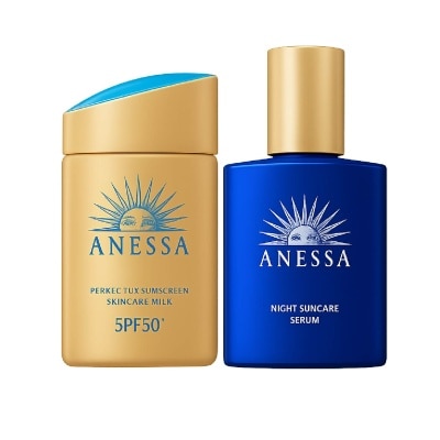 ANESSA - Perfect UV Sunscreen Milk + Night Suncare Serum Bundle Set 1s