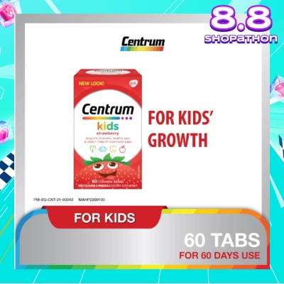CENTRUM Multivitamin & Mineral Chewable Tablets for Kids Strawberry (For Kids' Growth) 60s