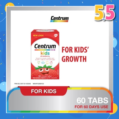 CENTRUM Multivitamin & Mineral Chewable Tablets for Kids Strawberry (For Kids' Growth) 60s
