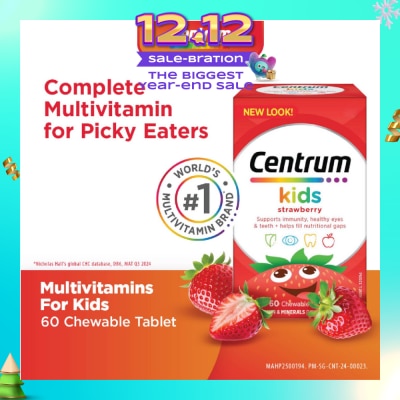 CENTRUM Multivitamin & Mineral Chewable Tablets for Kids Strawberry (For Kids' Growth) 60s