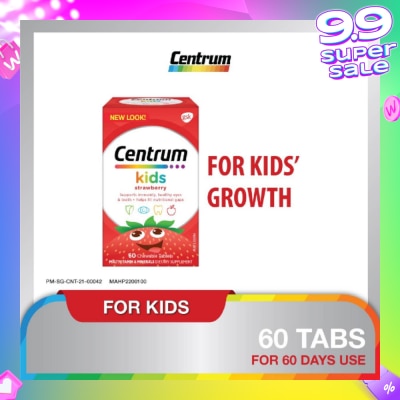 CENTRUM Multivitamin & Mineral Chewable Tablets for Kids Strawberry (For Kids' Growth) 60s