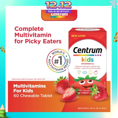 CENTRUM Multivitamin & Mineral Chewable Tablets for Kids Strawberry (For Kids' Growth) 60s