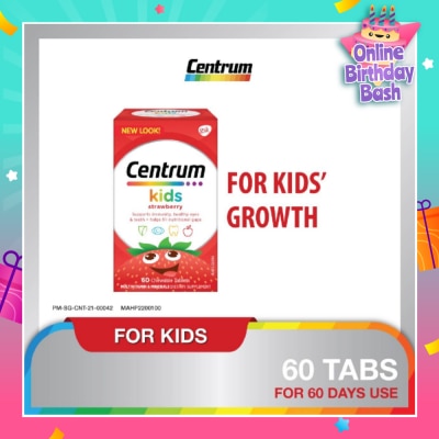 CENTRUM Multivitamin & Mineral Chewable Tablets for Kids Strawberry (For Kids' Growth) 60s