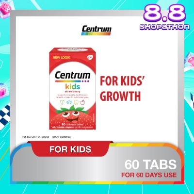 CENTRUM Multivitamin & Mineral Chewable Tablets for Kids Strawberry (For Kids' Growth) 60s