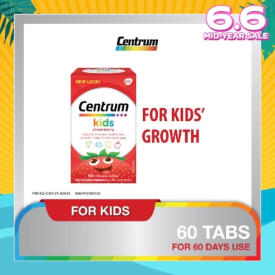 CENTRUM Multivitamin & Mineral Chewable Tablets for Kids Strawberry (For Kids' Growth) 60s