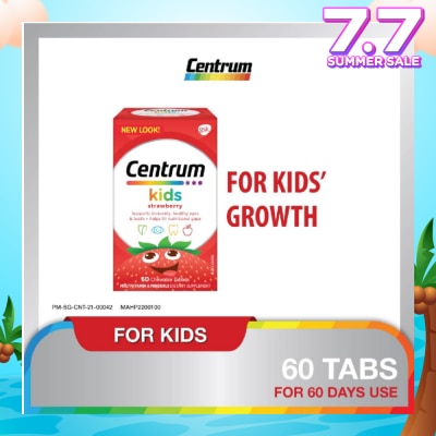 CENTRUM Multivitamin & Mineral Chewable Tablets for Kids Strawberry (For Kids' Growth) 60s