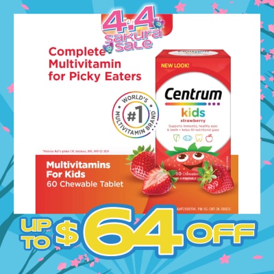 CENTRUM - Multivitamin & Mineral Chewable Tablets for Kids Strawberry (For Kids' Growth) 60s