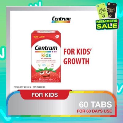 CENTRUM Multivitamin & Mineral Chewable Tablets for Kids Strawberry (For Kids' Growth) 60s